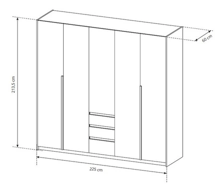 Kleiderschrank Novi 225 cm Eiche handwerklich gold/weiß Funktionsmöbel klassische Form idealer Kleiderschrank für Schlafzimmer oder Diele