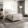 Boxspringbett Bing 100x200 beige im modernen skandinavischen Stil mit gepolstertem Kopfteil Bett mit Staukasten