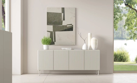 Kommode Muti 195 cm beige moderne Kommode mit einer einfachen Form originelles Design markante Riffelung auf den Fronten und Körper