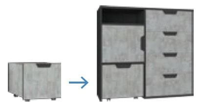 Nano 1 graphit / enigma Kindermöbel-Set ideal für ein Jugendzimmer in einem trendigen Stil