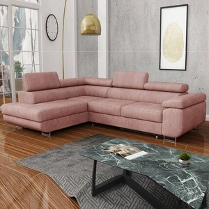 Ecksofa mit Schlaffunktion Ganta powder pink linke Seite moderner Veloursstoff garantiert höchsten Komfort und Funktionalität