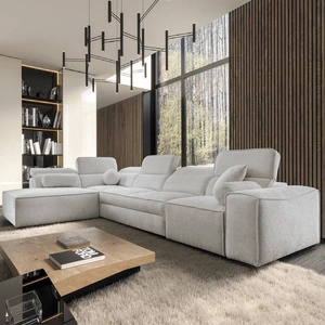 Ecksofa mit Schlaffunktion Viano XI grau Esche links trendiges und stilvolles Ecksofa mit verstellbaren Kopfstützen Zierkissen