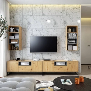 Olier Schrankwand Eiche handwerklich modernes Design Möbel Set auf Metallrahmen Industrie- und Loft-Stil Schrankwand