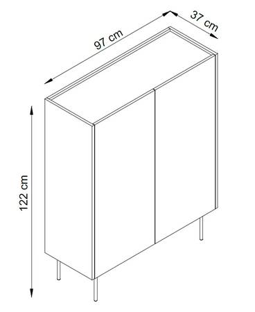 Vellore 97 cm hohe Kommode Ziegelstein elegante Kommode mit abgesenkter Platte in Eiche schattiert Metallbeine grifflose Fronten