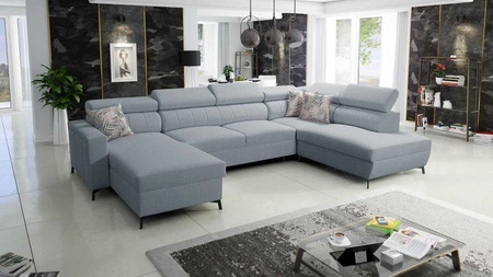 Ecksofa mit Schlaffunktion Savona VI arktisblau links elegantes und bequemes Ecksofa für Wohnzimmer mit Bettzeugcontainern 