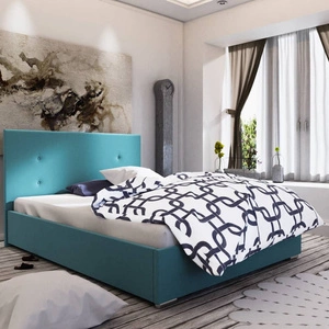 Reus 140x200 blau gepolstertes Bett mit Kopfteil im modernen Stil ideal für Schlafzimmer