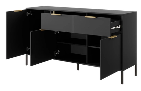 Kommode Golden 153 cm anthrazit modernes Design ideale Kommode für moderne Innenräume goldene Kante Griff fügt Eleganz
