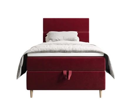 Boxspringbett Bing 100x200 dunkelrot im modernen skandinavischen Stil mit gepolstertem Kopfteil Bett mit Staukasten