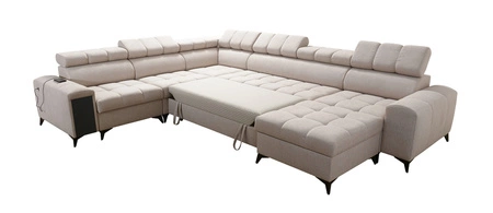 Ecksofa mit Schlaffunktion Bolmso VIII Senfgelb rechts elegantes und bequemes Ecksofa mit Schublade ideal für geräumige Innenräume