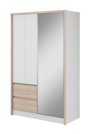 Schiebeschrank Cento 134 cm weiß / Eiche sonoma modernes Design Kleiderschrank ideal für Schlafzimmer Kleiderschrank oder Flur