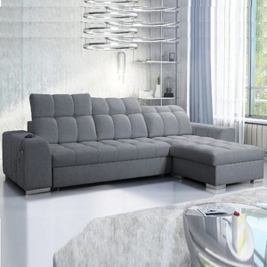 Ecksofa mit Schlaffunktion Luigi grau rechts Ecksofa mit zwei Bettkästen Stoff mit einer interessanten Struktur