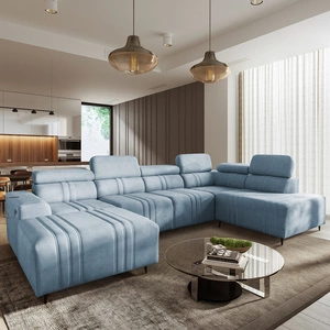 Ecksofa mit Schlaffunktion Castel VI blau links komfortables und elegantes Ecksofa mit zwei Bettkästen