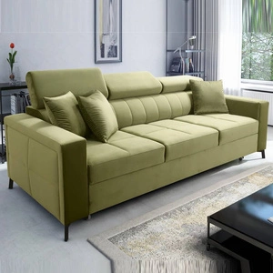 Sofa mit Schlaffunktion Nausa Grün mit verstellbaren Kopfstützen widerstandsfähig gegen Abrieb und Kratzer bequem zum Entspannen