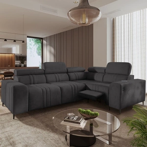 Ecksofa mit Schlaffunktion Castel II Lux graphit rechts komfortables Ecksofa für das Wohnzimmer mit bequemer ausziehbarer Fußstütze