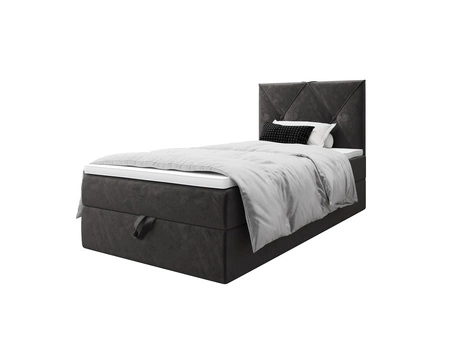 Boxspringbett Arvada 90x200 grau Bett im modernen skandinavischen Stil mit gepolstertem Kopfteil Bett mit Staukasten