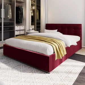 Montigo Polsterbett 160x200 kastanienbraun mit Staukasten im modernen skandinavischen Stil mit gestepptem Kopfteil