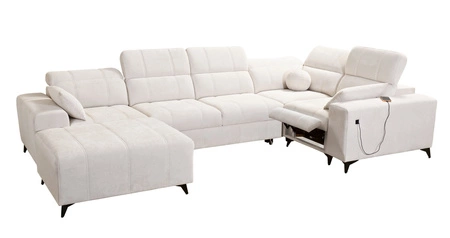 Ecksofa mit Schlaffunktion Penejos IV Lux blau linksseitig stilvolles Ecksofa mit bequemer ausziehbarer Fußstütze