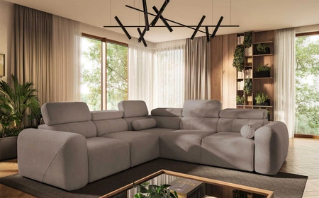 Ecksofa mit Schlaffunktion Cantare III dunkelbeige links bequemes und stilvolles Ecksofa für das Wohnzimmer zwei Container für Bettzeug