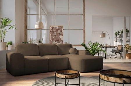 Ecksofa mit Schlaffunktion Arbon braun rechte Ecke modernes Design mit markanter Form weicher Stoff