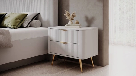 Lante Nachttisch weiß stilvollen Schrank mit Schubladen ideal für Schlafzimmer in Glamour und skandinavischen Stil ursprüngliche Form der festen