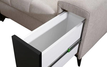 Ecksofa mit Schlaffunktion Bolmso IX mint links bequemes Ecksofa für Wohnzimmer mit Schublade Bettzeug Container stilvolles Design