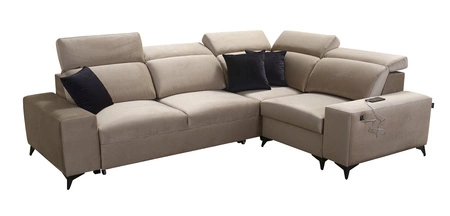 Ecksofa mit Schlaffunktion Kelly Sleek II schwarz rechtsseitiges elegantes Ecksofa für das Wohnzimmer aus strapazierfähigem Webstoff