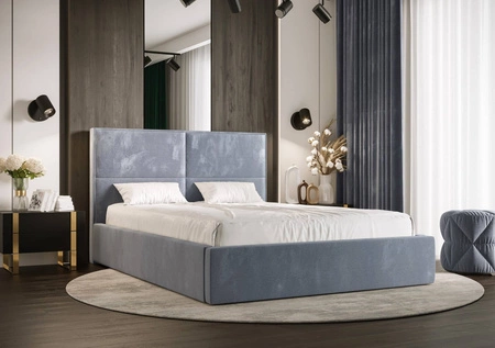 Polsterbett Afrodyta 180x200 mit Stauraum hellblau moderner skandinavischer Stil mit bequemem Kopfteil