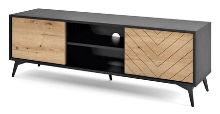 Wohnwände Gusto Schwarz / Eiche Evoke Modernes Design Wandschrank für das Wohnzimmer oder das Tageszimmer mit dekorativem Fichtendekor