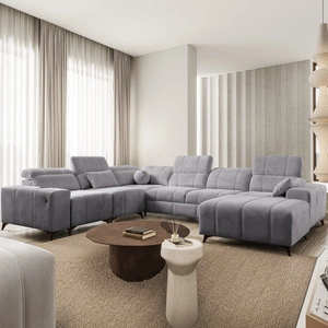 Ecksofa mit Schlaffunktion Penejos VIII hellgrau rechtshändig stilvolles Ecksofabett aus strapazierfähigem Stoff