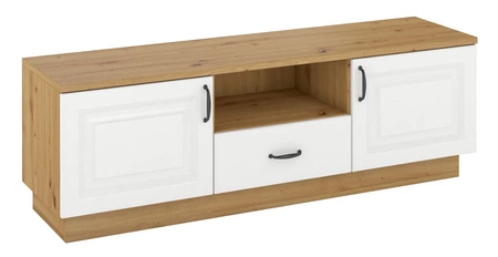RTV Schrank Scandi 150 cm Eiche artisan / weiß klassisches Design stilvolle gefräste Fronten Metallgriffe