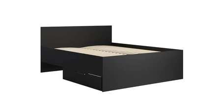 Maxione Bett 160x200 cm schwarz Bettzeugstauraum in Form einer ausziehbaren Schublade ideales Bett für ein Schlafzimmer hohes bequemes Kopfteil