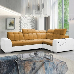 Ecksofa mit Schlaffunktion Luigi II honig/weiß rechtes Ecksofa mit Bettkasten für den täglichen Liegekomfort