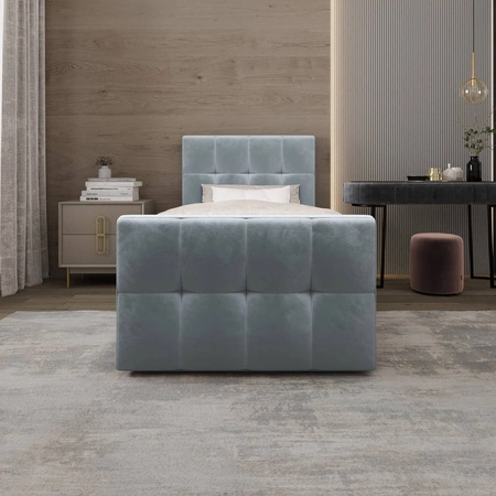 Boxspringbett Manhattan 120x200 türkis im modernen skandinavischen Stil mit gepolstertem Kopfteil und Fußteil Bett mit Staukasten