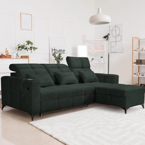 Ecksofa mit Schlaffunktion Laredo grün rechte Ecke komfortables und stilvolles Schlafsofa mit Bettzeugcontainer