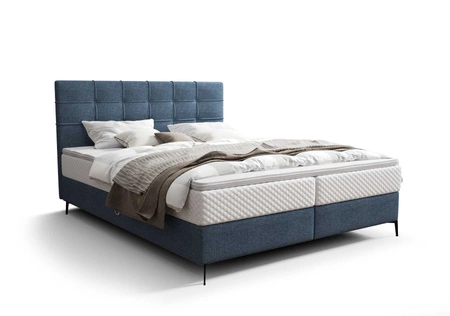 Boxspringbett Irvine 140x200 blau Stilvolles Bett mit Bettzeugablage und hohem Kopfteil besticht durch sein elegantes Design