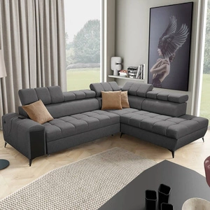 Ecksofa mit Schlaffunktion Bolmso VII graphit rechte Ecke äußerst elegantes Ecksofa für Wohnzimmer mit Schublade und Bettzeugcontainer