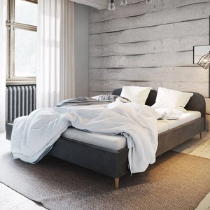 Ivrea 140x200 Polsterbett in Graphit mit modernem Kopfteil ideal für das Schlafzimmer