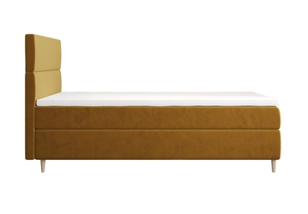Boxspringbett Bing 120x200 Senfgelb im modernen skandinavischen Stil mit gepolstertem Kopfteil Bett mit Staukasten