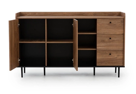 Kommode Apallo 150 cm Eiche Brandy Castello originelles Design hohe Kante der Tischplatte solide auf Metallbeine gesetzt