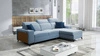 Ecksofa mit Schlaffunktion Kelly blau rechte Ecke Samt Komfort und Funktionalität Ecksofa mit Latten