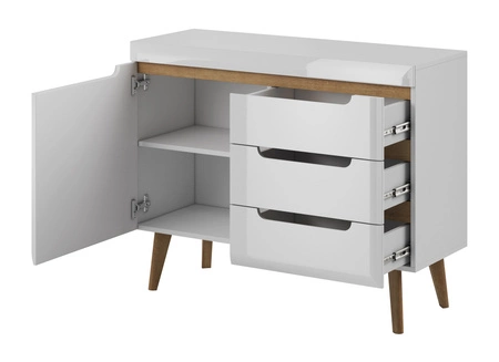 Kommode Atka 107 cm Eiche artisan / schwarz modernes Möbeldesign Kommodenkante mit speziellem ABS-Furnier verarbeitet