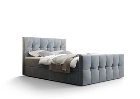 Boxspringbett Manhattan 160x200 hellblau Bett im modernen skandinavischen Stil mit gepolstertem Kopf- und Fußteil