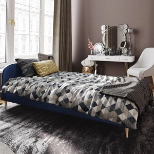 Ivrea 90x200 Polsterbett in Marineblau mit modernem Kopfteil, ideal für ein Jugendzimmer oder ein kleines Schlafzimmer