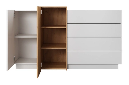 Raummöbel-Set Space weiß / Eiche craft gold modernistisches Design der Schrankwand moderne Form der Möbel push to open system