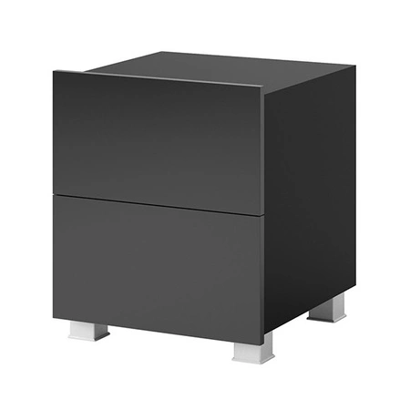 Nachttisch mit Schubladen Apulia schwarz glänzend mit Möglichkeit der Aufhängung minimalistisches Design einfache Form ideale Schlafzimmer Tisch