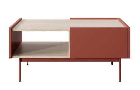 Vellore ziegelroter Couchtisch mit Schubladen originelles Design abgesenkte Platte in Eiche Dekor bietet eine originelle Oberfläche