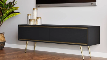 RTV Schrank Nevea 150 cm beige eleganter Schrank in kräftigen Farben originelle Dekoration jedes Interieurs stabile goldene Beine