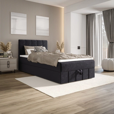 Boxspringbett Casey 120x200 graphit im modernen skandinavischen Stil mit gepolstertem Kopfteil Bett mit Staukasten