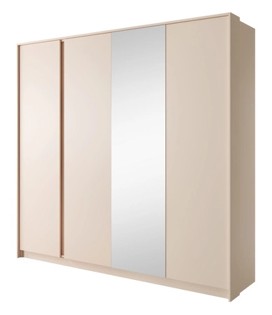 Beloit 223 cm Spiegelschrank Eiche beige moderne Form originelle vertikale LED-Beleuchtung idealer Kleiderschrank für Schlafzimmer