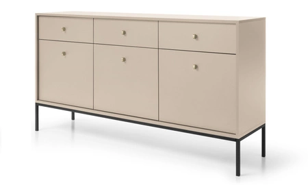 Kommode mit Schubladen Mono 154 cm Beige Minimalistisches Design stilvoller goldener Griff schlichte Form mit metallischen Elementen